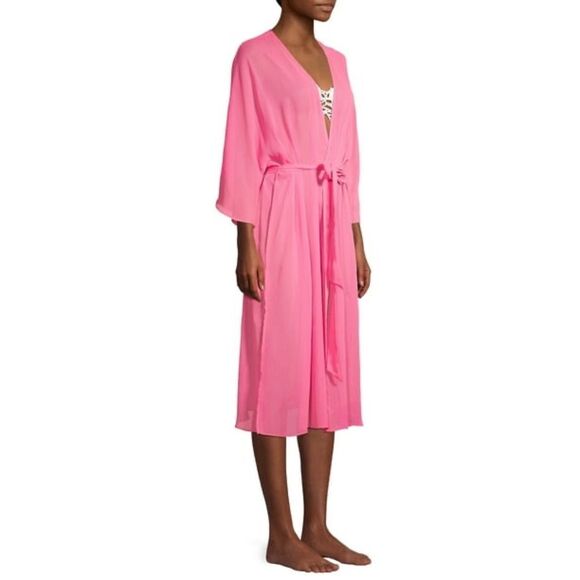 No Boundaries Neon Pink Long Kimono Swim Coverup - Size 2x - 3x - Picture 2 of 9